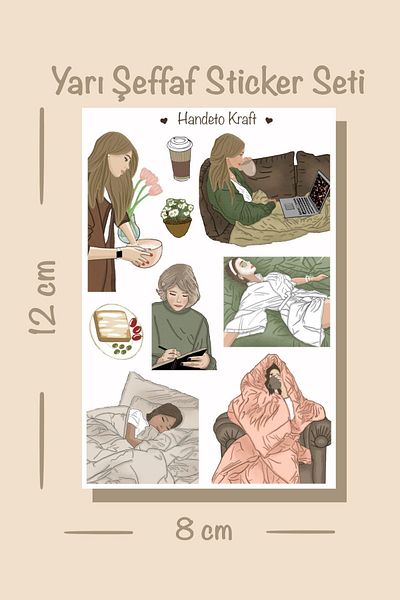 Handeto Kraft ملصق ذو وضع شبه شفاف (أكل، قناع) 8 × 12 سم، لاصق، مقاوم للماء، كمبيوتر محمول، هاتف، دفتر ملاحظات