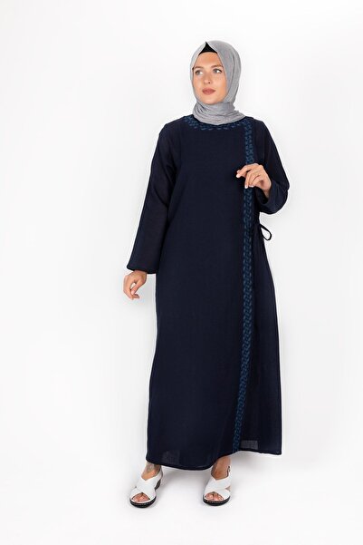 Genel Markalar Şile Bezi Ferace Veya Namaz Elbisesi Lacivert Cırtlı