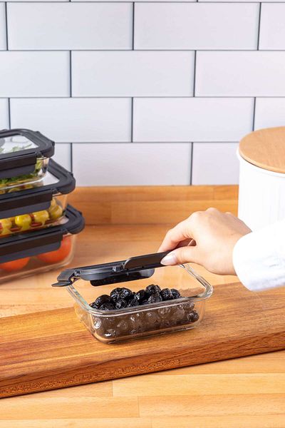 FH finehome 600ml Sorbo Storage Container - With Lock and Glass Lid