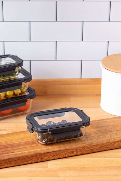 FH finehome 600ml Sorbo Storage Container - With Lock and Glass Lid