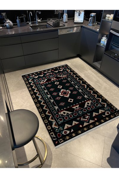 Rugs Modern Halı Dark Green Antique Design Series Beige Patterned Vintage Dec...
