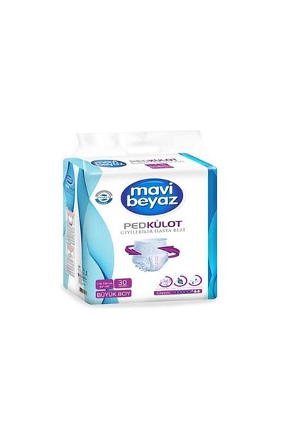 Mavi beyaz Pad Panties Adult Patient Diapers Large Size Large 1 Pack 30 Pieces