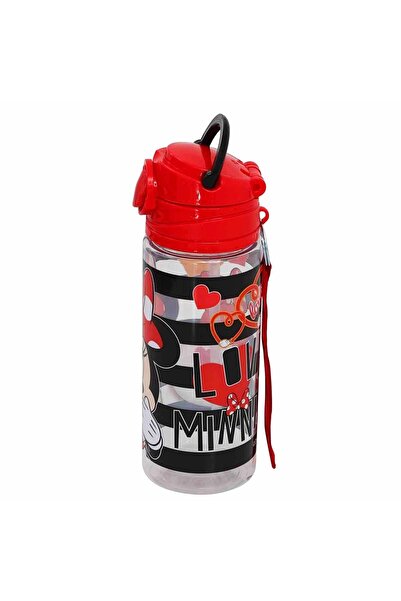 Minnie Mouse 500 ml Red Licensed Plastic Flask with Straw - OTTO-42514