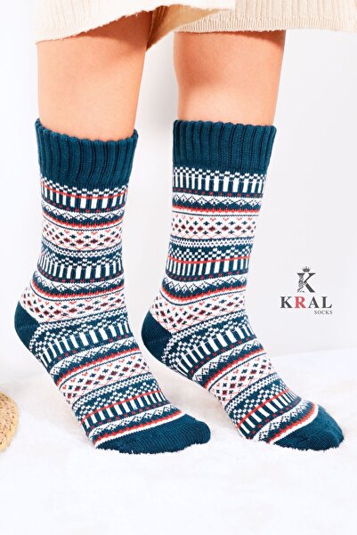 Miss Lana Специално производство (3 чифта) Дебели зимни 100% вълнени шарени чорапи на райе