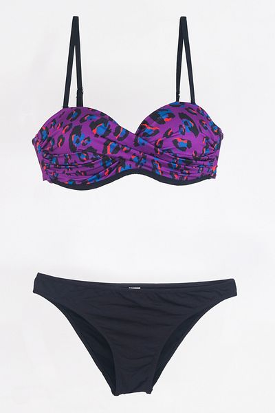 TooHot Γυναικείο Σετ Μπικίνι Στράπλες Μωβ Leopard Twist-40