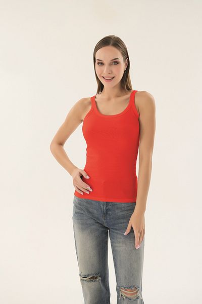 Sevim 16155 Women's Ribbed Thin Strap T-shirt