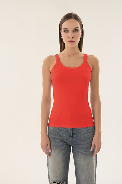 Sevim 16155 Women's Ribbed Thin Strap T-shirt