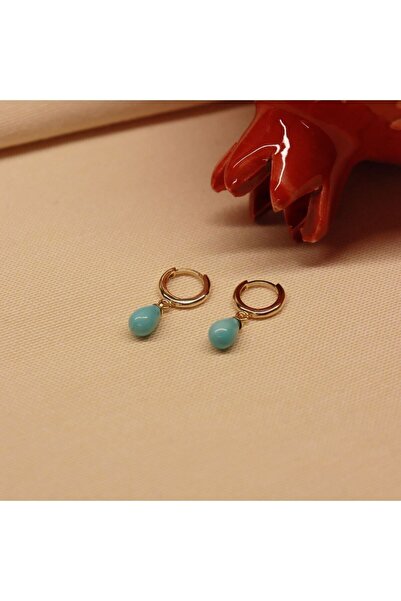 TAHAN MÜCEVHERAT Turkuaz Damla Inci Sallantılı Küpe