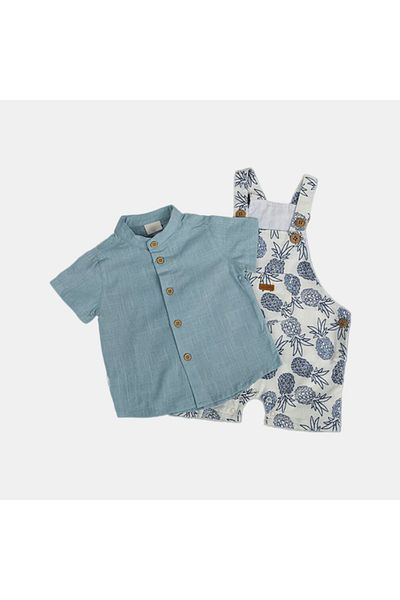 MİMBOKİDS Pineapple Patterned 2-Piece Jumpsuit Set for Baby Boy