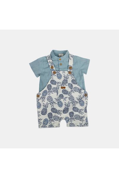 MİMBOKİDS Pineapple Patterned 2-Piece Jumpsuit Set for Baby Boy