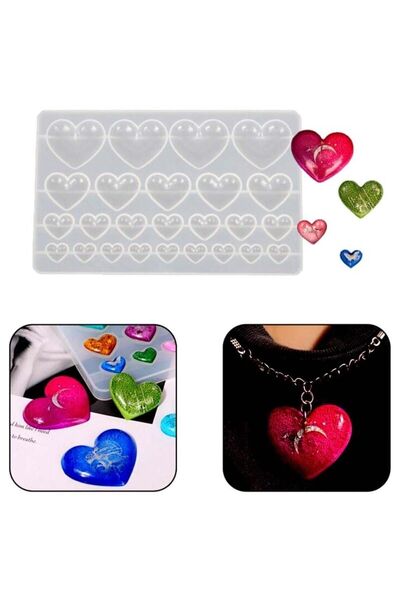 Şenhomee Epoksi Kalıp Çoklu Kalp Anahtarlık Kolye Silikon Kalıbı