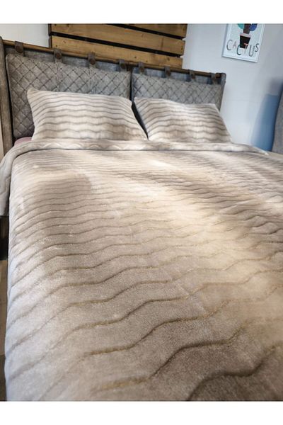 Merinos Dream Home Soft Plush Double Blanket Set (Beige)