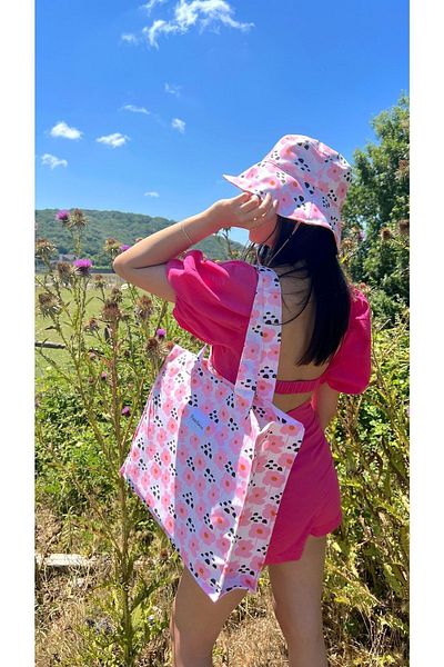 Punchiess Pink Floral Bucket Beach Hat