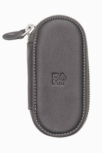 DAMY Men's Genuine Leather Keychain - Zippered Lover Gift - Anthracite K786