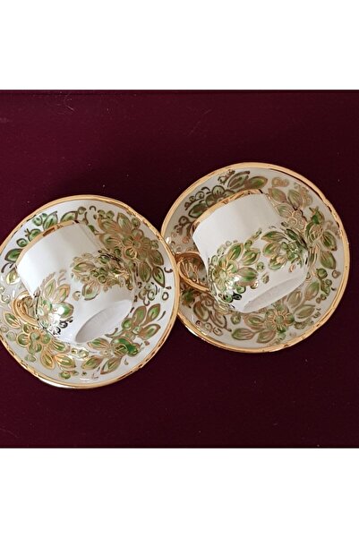 BY.RAYKA PORSELEN El Dekor Saray Kuslu Fincan Seti