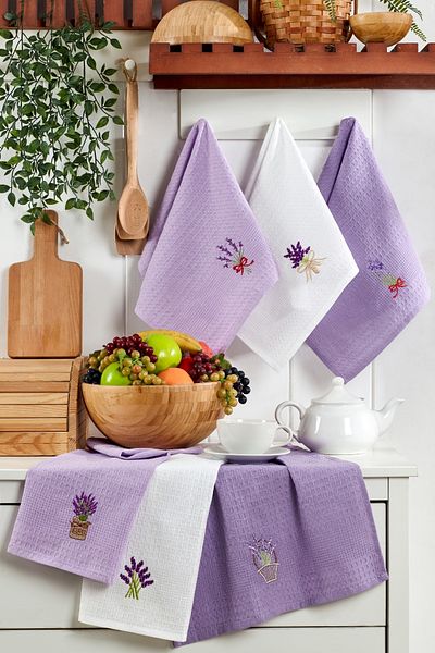 TABEA HOME Lavender 6-Piece Cotton Kitchen Cloth and Towel - 40x60cm