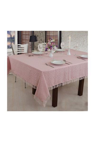 Çt Çeyizci Tekstil Pudră de față de masă cu dantelă franceză