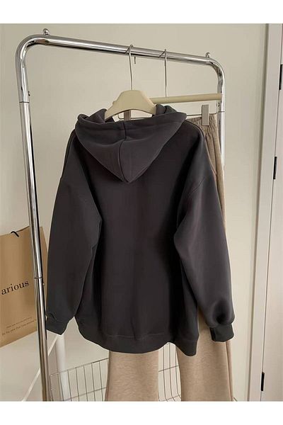 AMMA Φούτερ Unisex Oversize με κουκούλα - Κείμενο τυπωμένο, 3 κλωστές Χειμώνας