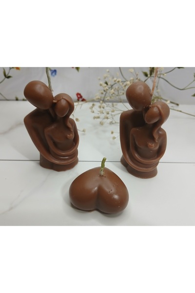 sevgililer ve kalp desenli mum