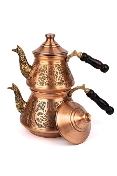 Zinnun Bakır Selçuk TUĞRA motifli Çaydanlık Skoçlu