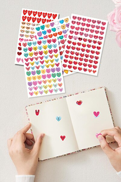 Postifull 600 Pieces Giant Sticker Label Set - Colorful Hearts and Sticker Book