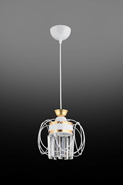 Genel Markalar Sarkıt Tepsi Beyaz Tekli Güneş Sarı Kristal Taşlı Aşağı Bakan Lüks Avize