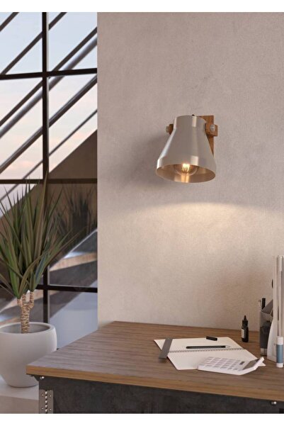 Eglo 43948 "CAWTON" 1X40W Çelik, Ahşap Çelik Renkli, Kahverengi Rustik Sıva Üstü Spot