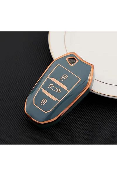 ŞENYILDIZ AKSESUAR Key Protection Case Compatible with Fiat Doblo 2023+ Gray/Gold Keyless Stealing