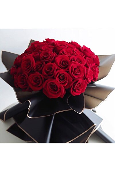 roco paper Çiçek Buket Kağıdı - Çiçek Ambalaj Kağıdı - Siyah - Altın Kenarlı - Mat Opp 58x58 Cm - 5 Adet