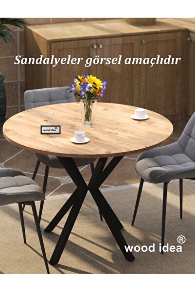 wood idea AHTAPOT AYAKLI YUVARLAK 90x90 ATLANTİK ÇAM YEMEK- SALON - BALKON MA...