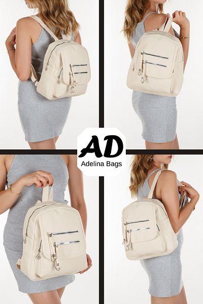 Adelina Bags Γυναικείο σακίδιο πλάτης με φερμουάρ για καθημερινή χρήση