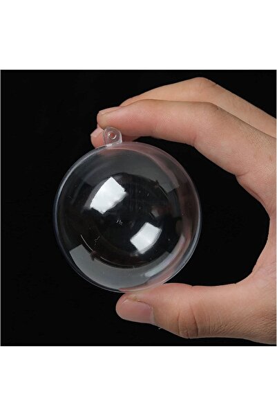 roco paper Şeffaf Mika Küre - Yılbaşı Çam Ağacı Süsleme - 3 Adet Asılabilir Plastik Top - 6 Cm