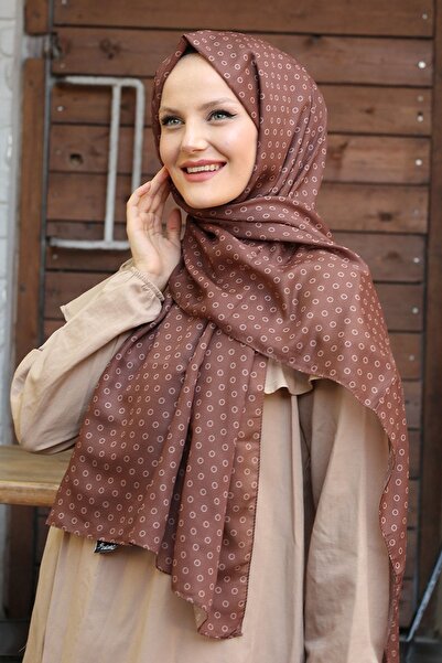 Stella Bubble με τύπωμα Βαμβακερό σάλι σε καφέ σοκολάτα