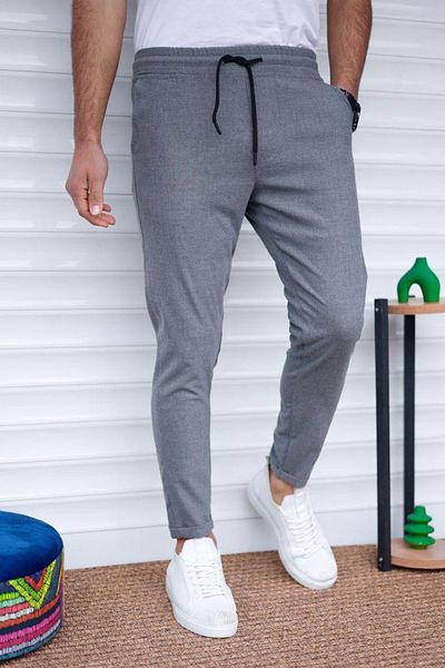 BayAygün BayAygun 4014 - Γκρι παντελόνι Jogger με διπλό πόδι
