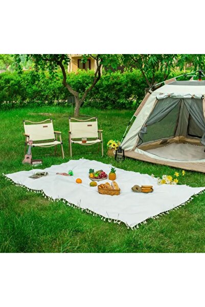 Perdeplus Βαμβακερό χαλάκι πικνίκ - Τραπεζομάντιλο με λεπτομέρεια φούντας