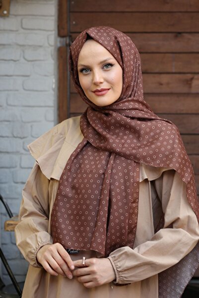 Stella Bubble με τύπωμα Βαμβακερό σάλι σε καφέ σοκολάτα