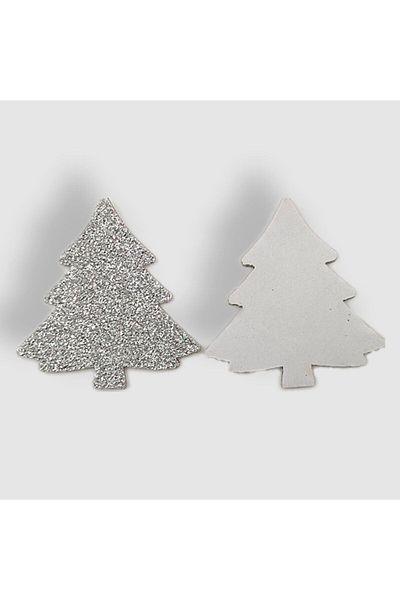 roco paper Αυτοκόλλητο Glitter Eva Ασημί μοτίβο πεύκου 5cm Συσκευασία των 12