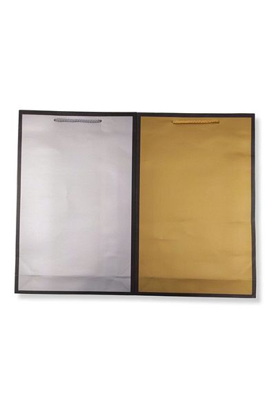 roco paper Χάρτινη τσάντα Χρυσή - Ασημί Σετ 26x40x8 εκ. 2 τεμάχια