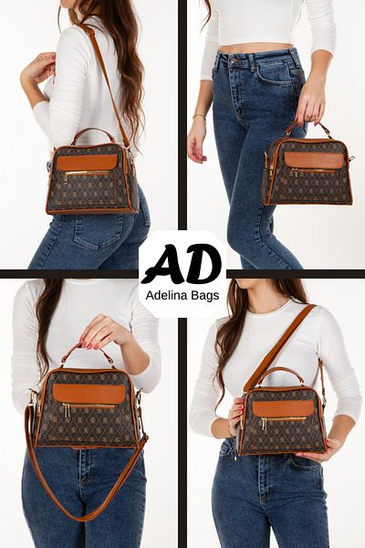 Adelina Bags Geantă de mână și de umăr pentru femei maro cu model