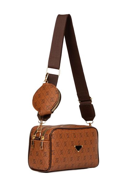 Adelina Bags Geantă de umăr cu model pentru damă, cu detaliu portofel și curea încrucișată