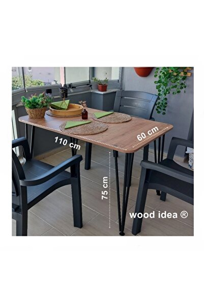 wood idea 60×110 Metal Ayaklı Masa Mutfak Masası Çalışma Masası Bilgisayar Ma...
