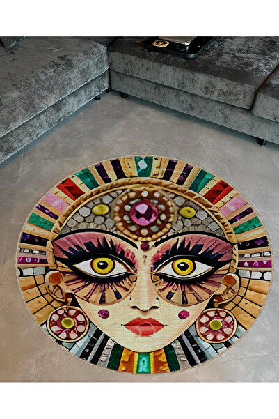 Rugs Modern Halı Shape Koleksiyonu Yuvarlak Çok Renkli Kirpik Detaylı Kadın Y...