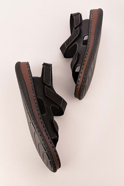 Gondol Unisex Hakiki Deri Cırtlı Ayarlanabilir Rahat Sandalet hkm.31