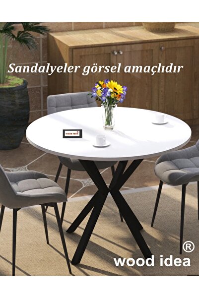wood idea AHTAPOT AYAKLI YUVARLAK 90x90  BEYAZ YEMEK- SALON - MUTFAK VE  BALK...