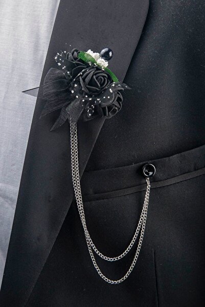 Noyan Group Özel Kutulu Siyah Yaka Çiçeği Ve Ceket Zinciri