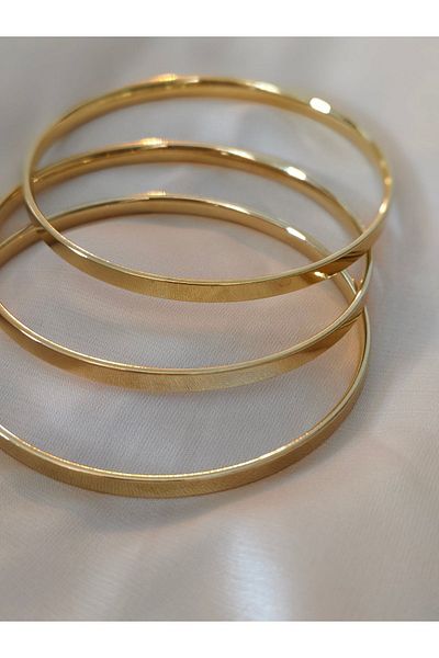 STAİNLES Ajda 3-Piece Thick Stainless Tarnish-Free Gold Color Steel Bracelet