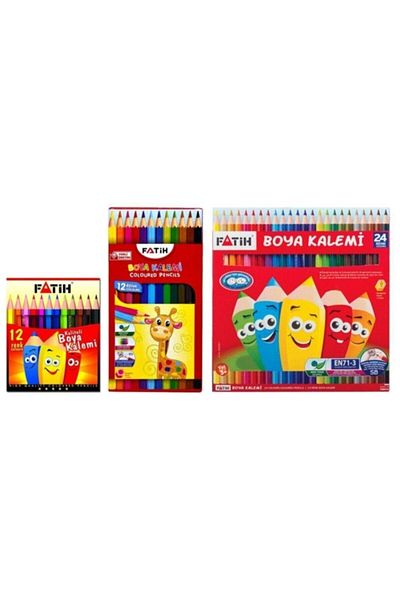 Fatih 24 Pack Full Size Crayons 24 Colors Dry Color