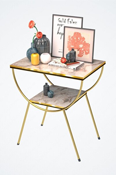 GOLDFALEZ Yan Sehpa Komodin Metal Ayak Çift Gold Efes 1979