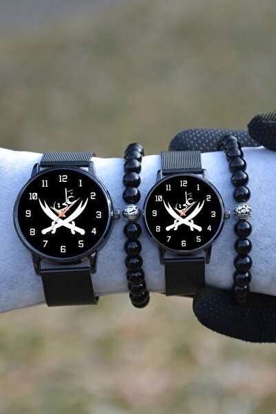 STONY Çift Saatleri Siyah Hasır Kordon Hz Ali Ve Zülfikar Sevgili Bay Sevgili...