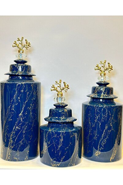 GİTTİGİTTİ 3'lü Silindir Mermer Desenli Parlak Küp